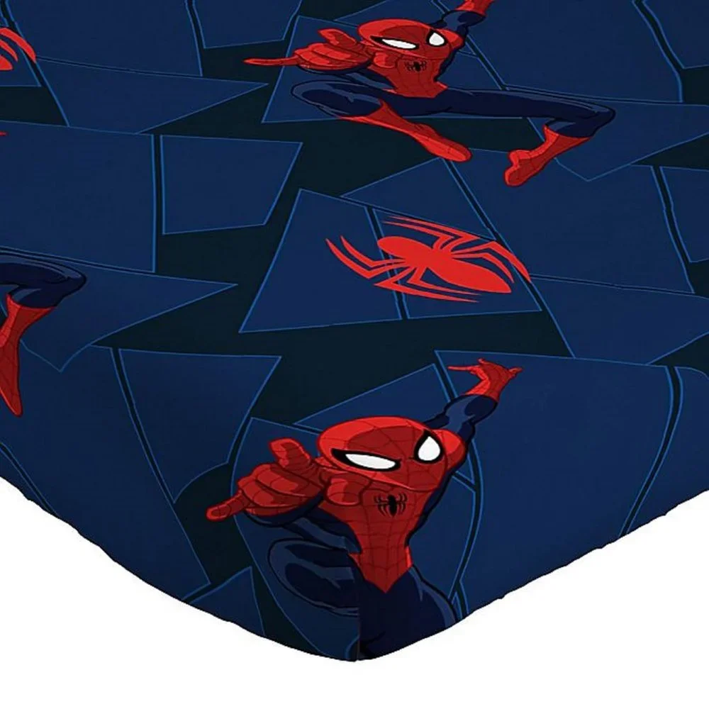 new 3-piece Spiderman Saving The Day Twin Sheet Set in Navy Blue + Red + Black